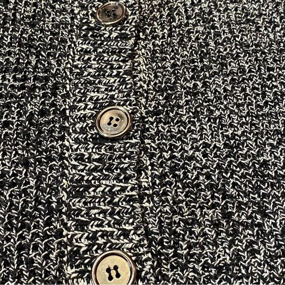 Charter Club Black/White Short Sleeve Button Front Knit Long Line Cardigan Med. - Picture 7 of 12